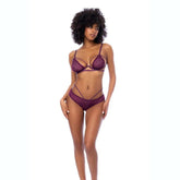 Mapale Polka Dot Mesh 2 Piece Bra and Panty Set Purple - - Bras and Bra Sets